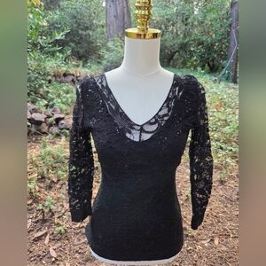 Boston Proper Black Lace Blouse Size‎ XS